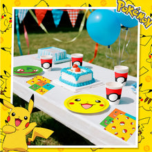 Lade das Bild in den Galerie-Viewer, Pokemon Feier Kindergeburtstag Becher, Teller und Tuch Set (120 Stk.)