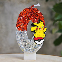Lade das Bild in den Galerie-Viewer, Glitter Pokmeon Pikachu Kerzen für Geburtstage mit Jahreszahl in verschiedenen Farben