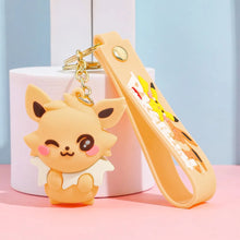 Lade das Bild in den Galerie-Viewer, Farbenfrohe Evoli Eevee Evolution Keychains, Schlüsselanhänger, Flamara, Nachtara, Blitza, Aquana etc.