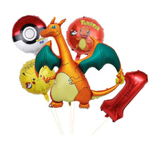 Lade das Bild in den Galerie-Viewer, Glurak Charizard Geburtstags Ballon Set mit Jahreszahl Alter