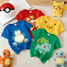 Lade das Bild in den Galerie-Viewer, Neue Pokemon Sommer T-Shirts in bunten Motiven für Kinder