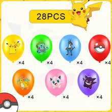 Lade das Bild in den Galerie-Viewer, 28 bunte Pokemon Luftballons für Geburtstag, Feier, Deko, Kindergeburtstag