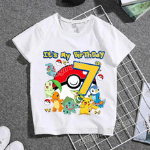 Lade das Bild in den Galerie-Viewer, Pokemon Kindergeburtstags T-Shirt mit Altersangabe
