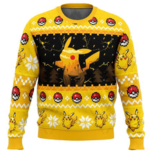 Lade das Bild in den Galerie-Viewer, Pikachu Pokemon Weihnachtspulli im Strick Look