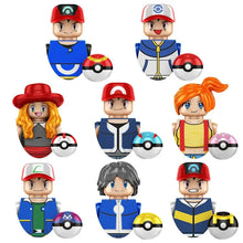 Lade das Bild in den Galerie-Viewer, Pokemon Mini-Klemmbaustein Trainer Figuren mit Pokeball