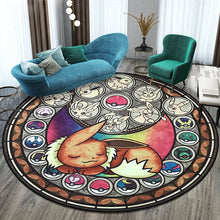 Lade das Bild in den Galerie-Viewer, Runder Pokemon Teppich in vielen Motiven Evoli, Aquana, Pokeball etc.