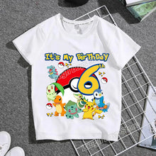Lade das Bild in den Galerie-Viewer, Pokemon Kindergeburtstags T-Shirt mit Altersangabe