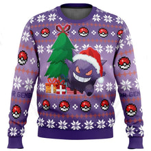 Lade das Bild in den Galerie-Viewer, Winterlicher Gengar Weihnachtspullover für Kinder oder Erwachsene