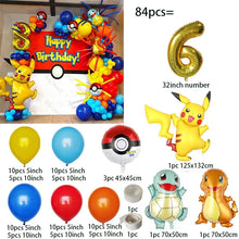 Lade das Bild in den Galerie-Viewer, Geburtstages Deko Set mit Pokemon Ballons und Jahreszahl (84 Teile)
