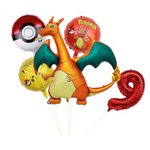 Lade das Bild in den Galerie-Viewer, Glurak Charizard Geburtstags Ballon Set mit Jahreszahl Alter