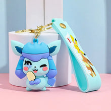 Lade das Bild in den Galerie-Viewer, Farbenfrohe Evoli Eevee Evolution Keychains, Schlüsselanhänger, Flamara, Nachtara, Blitza, Aquana etc.
