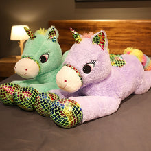 Lade das Bild in den Galerie-Viewer, XXL Regenbogen Einhorn Kuscheltier Einhörner Stofftiere 90cm kaufen