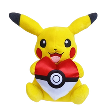 Lade das Bild in den Galerie-Viewer, Pokemon Pikachu mit Herz in Pokeball Form Kuscheltier (ca. 23cm)
