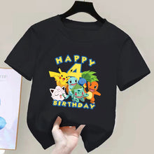 Lade das Bild in den Galerie-Viewer, Happy Birthday Pokemon T-Shirts für Kinder mit Jahreszahl
