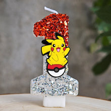 Lade das Bild in den Galerie-Viewer, Glitter Pokmeon Pikachu Kerzen für Geburtstage mit Jahreszahl in verschiedenen Farben
