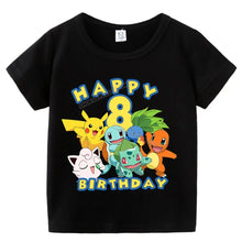 Lade das Bild in den Galerie-Viewer, Happy Birthday Pokemon T-Shirts für Kinder mit Jahreszahl
