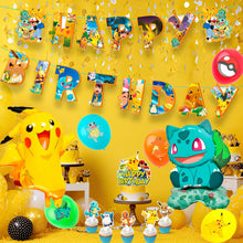 Lade das Bild in den Galerie-Viewer, Pokemon Kindergeburtstag Deko Set mit Banner, Ballons, Kuchen Topper
