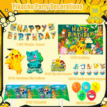 Lade das Bild in den Galerie-Viewer, Pokemon Kindergeburtstag Deko Set mit Banner, Ballons, Kuchen Topper
