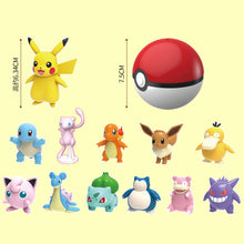 Lade das Bild in den Galerie-Viewer, Pokeball Spielzeug mit Figur (Gengar, Pikachu, Glumanda, Bisasam, Schiggy, Enton, Mew, Evoli etc.)

