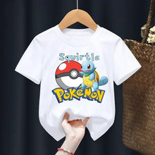 Lade das Bild in den Galerie-Viewer, Weiße Sommer T-Shirts mit Pokemon für Kids
