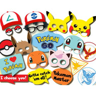 19teiliges Pokemon Masken Set für Geburtstage oder Karneval, Fasching, Cosplay