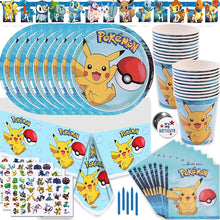 Lade das Bild in den Galerie-Viewer, Geburtstagsfeier Pokemon Becher, Teller, Servietten, Tischdecke Set (79 teile)
