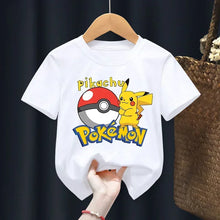 Lade das Bild in den Galerie-Viewer, Weiße Sommer T-Shirts mit Pokemon für Kids
