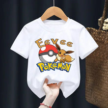 Lade das Bild in den Galerie-Viewer, Weiße Sommer T-Shirts mit Pokemon für Kids
