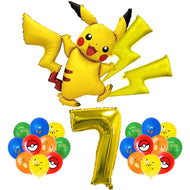 Pikachu Geburtstags Ballon Set mit Jahreszahl und großen Pikachu Ballon