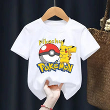 Lade das Bild in den Galerie-Viewer, Weiße Sommer T-Shirts mit Pokemon für Kids
