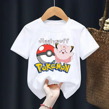 Lade das Bild in den Galerie-Viewer, Weiße Sommer T-Shirts mit Pokemon für Kids
