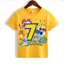 Lade das Bild in den Galerie-Viewer, Kinder Pokemon Pikachu Gelbes Geburtstags T-Shirt mit Jahreszahl

