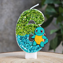 Lade das Bild in den Galerie-Viewer, Glitter Pokmeon Pikachu Kerzen für Geburtstage mit Jahreszahl in verschiedenen Farben
