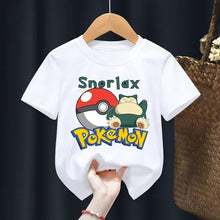 Lade das Bild in den Galerie-Viewer, Weiße Sommer T-Shirts mit Pokemon für Kids
