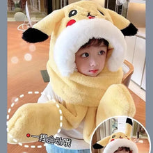 Lade das Bild in den Galerie-Viewer, Pikachu Wintermütze mit integrierten Schal

