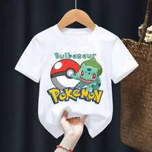 Lade das Bild in den Galerie-Viewer, Weiße Sommer T-Shirts mit Pokemon für Kids
