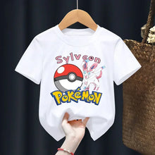 Lade das Bild in den Galerie-Viewer, Weiße Sommer T-Shirts mit Pokemon für Kids
