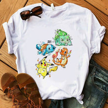 Lade das Bild in den Galerie-Viewer, Pokemon T-Shirt für Frauen / Mädchen Snorlax Togepi Squirtle Japanese T-Shirt kaufen

