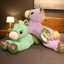 Lade das Bild in den Galerie-Viewer, XXL Regenbogen Einhorn Kuscheltier Einhörner Stofftiere 90cm kaufen
