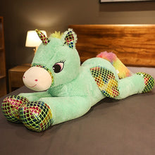 Lade das Bild in den Galerie-Viewer, XXL Regenbogen Einhorn Kuscheltier Einhörner Stofftiere 90cm kaufen

