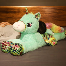 Lade das Bild in den Galerie-Viewer, XXL Regenbogen Einhorn Kuscheltier Einhörner Stofftiere 90cm kaufen
