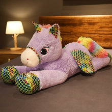 Lade das Bild in den Galerie-Viewer, XXL Regenbogen Einhorn Kuscheltier Einhörner Stofftiere 90cm kaufen
