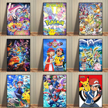 Lade das Bild in den Galerie-Viewer, Pokemon Poster Kunstdrucke Ash Ketchum Pikachu Jigglypuff etc. kaufen
