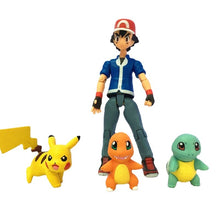 Lade das Bild in den Galerie-Viewer, Ash Ketchum mit Pikachu, Glumanda und Schiggy Action Spiel Figur kaufen
