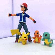 Lade das Bild in den Galerie-Viewer, Ash Ketchum mit Pikachu, Glumanda und Schiggy Action Spiel Figur kaufen
