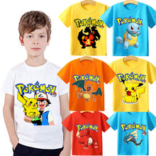 Lade das Bild in den Galerie-Viewer, Pokemon Pikachu Kinder Sommer T-Shirts in vielen Motiven und Größen kaufen
