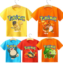 Lade das Bild in den Galerie-Viewer, Pokemon Kinder Pikachu T-Shirt für den Sommer viele Motive kaufen
